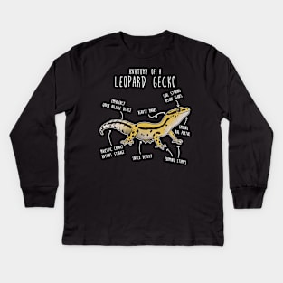 Stripe Leopard Gecko Lizard Reptile Anatomy Kids Long Sleeve T-Shirt